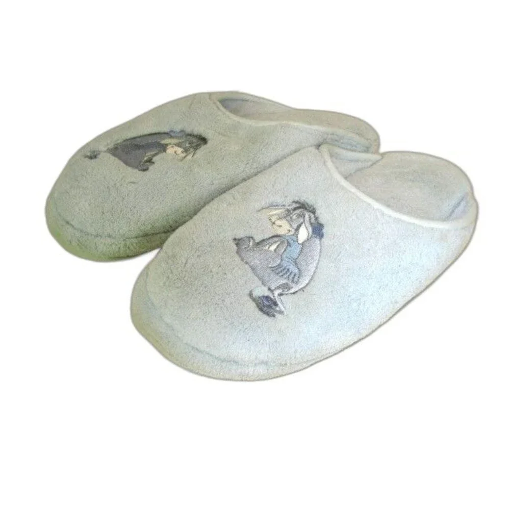 Adult Disney Stores Carolina Blue Plush Donkey Fuzzy Slippers sz L (9-10)